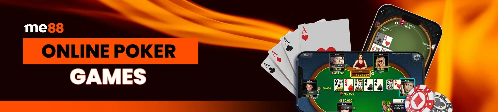 Enjoy playing online poker games with me88 casino today!
